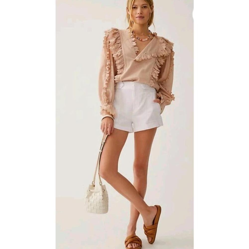 Maeve Sailor By Anthropologie White Chino Shorts Pockets Size 10 Womens #CB3 - Picture 2 of 15